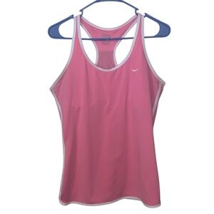 Nike Bubblegum Pink Athletic Racerback Tank Top Attached Sports Bra Gym Workout